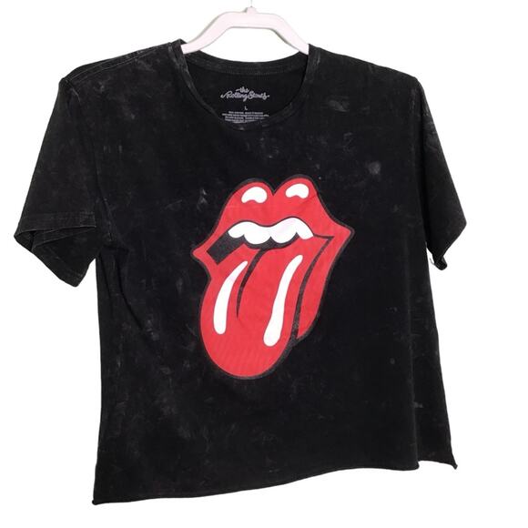 The Rolling Stones Black Red Tongue Tie Dye Tshirt Size L - Picture 2 of 7